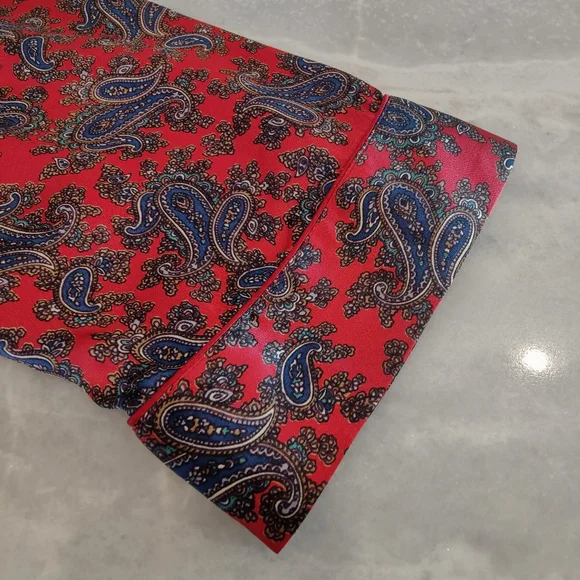 NWT 100% Silk Pajama Set- Long Sleeves + Pants | Vintage Asian Print PJ - Picture 5 of 8